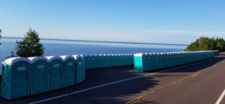 Line of Portable Restrooms